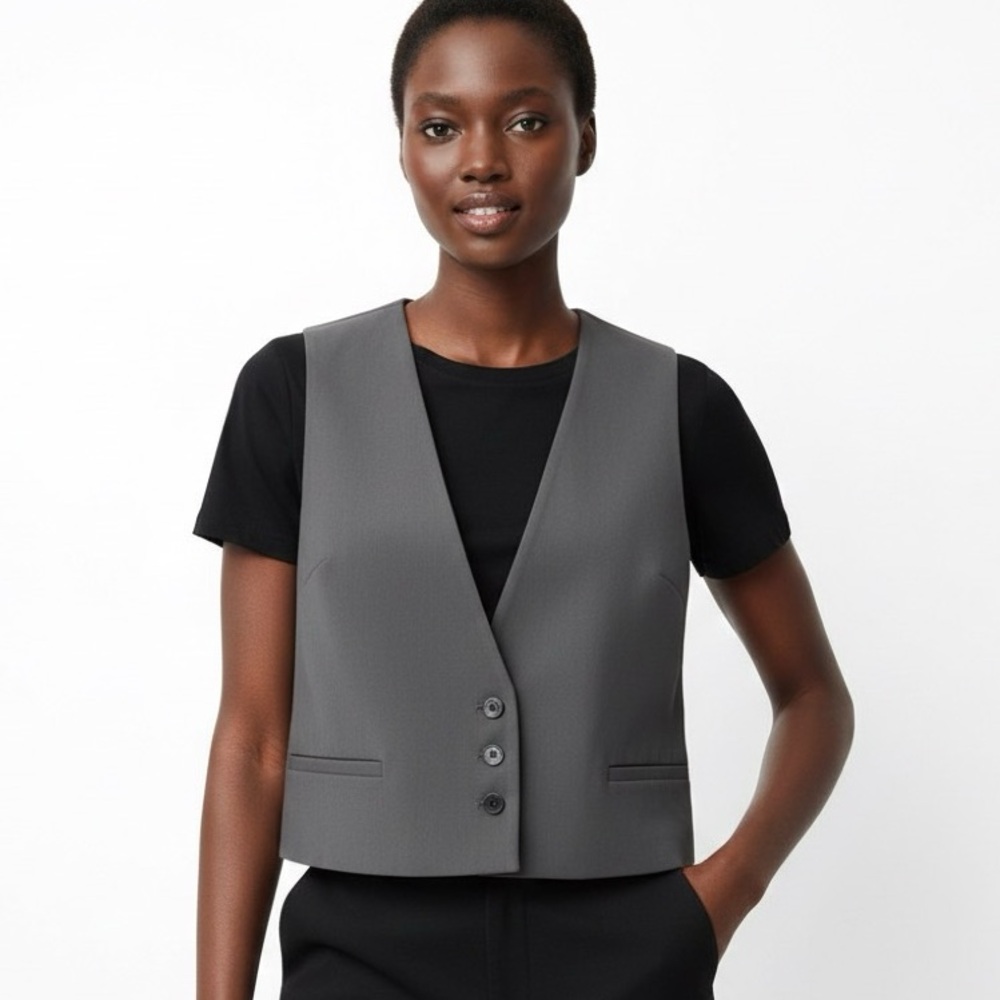 NWT Zara Tailored Vest Womens M Gray Minimalist Workwear Chic Corporate Career